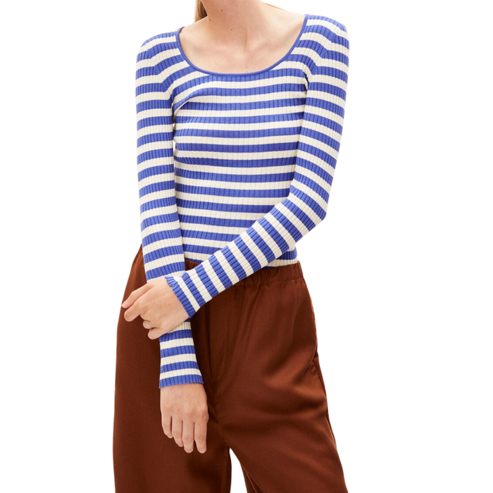 Armed Angels - ALAANIA CREWNECK STRIPE - vibrant violet - T-Shirt Langarm
