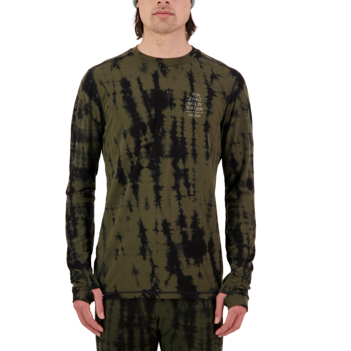 Mons Royale - Cascade Merino Flex 200 LS - Olive Tie Dye - Techshirt Langarm
