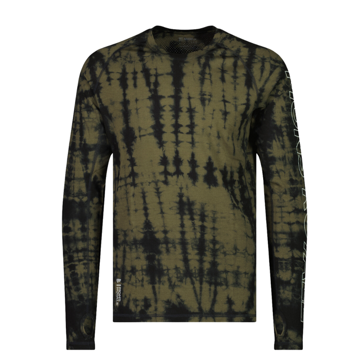 Mons Royale - Temple LS Garment Dyed - Olive Tie Dye - Techshirt Langarm