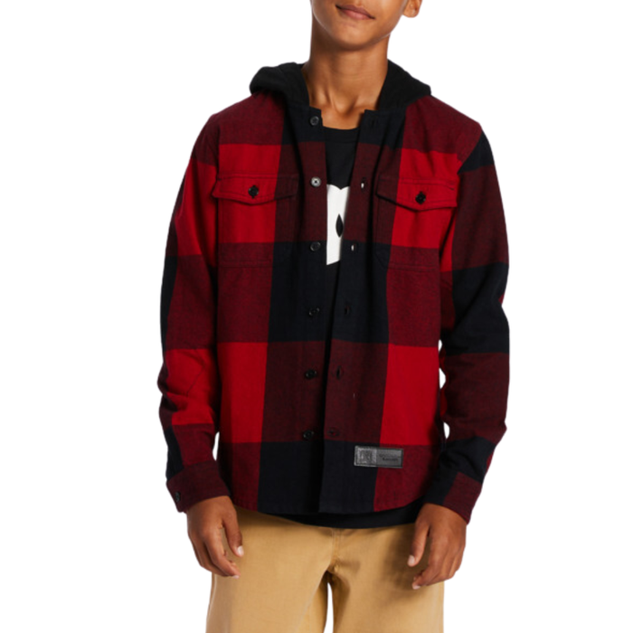 DC - RUCKUS HOODED  - CHILI PEPPER/BLACK - Langarmhemd
