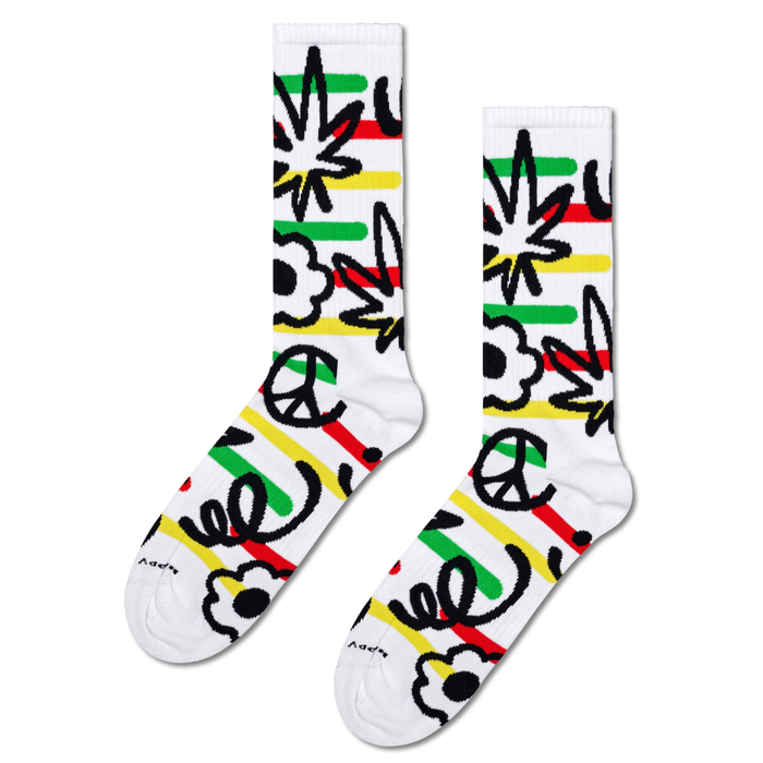 Happy Socks - Doodle Sneaker Sock - White - Socken