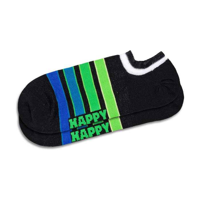 Happy Socks - Stripes No Show Sock - Black - Socken