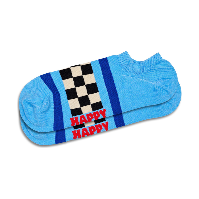 Happy Socks - Checked Stripe No Show Sock - Light Blue - Socken
