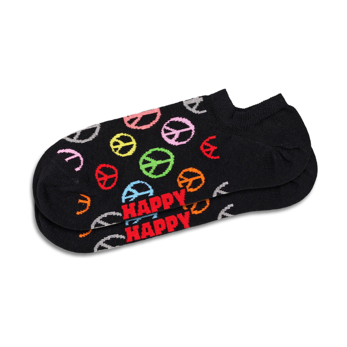 Happy Socks - Peace No Show Sock - Black - Socken