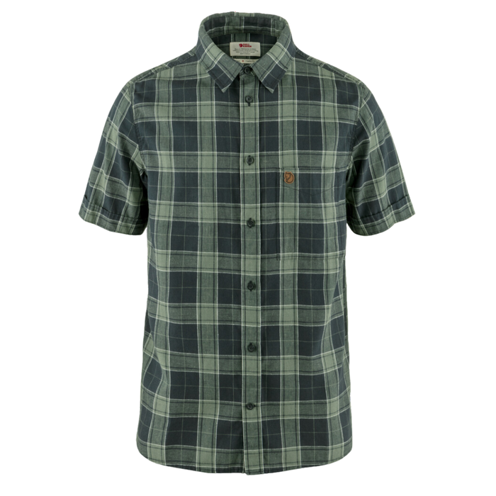 FjällRäven - Övik Travel Shirt SS M - Dark Navy-Patina Green - Kurzarmhemd