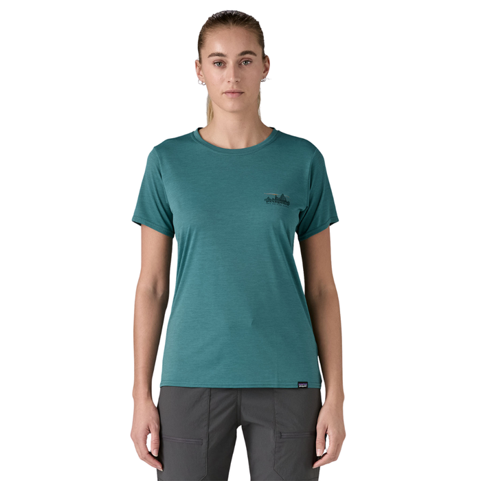 Patagonia - Ws Cap Cool Daily Graphic Shirt - 73 Skyline: Wetland Blue X-Dye - Outdoor-Shirt  Kurzarm