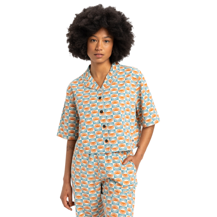 Quiksilver - Dad Crop Fit SS Cotton - Brittanyblueflorever - Kurzarmhemd