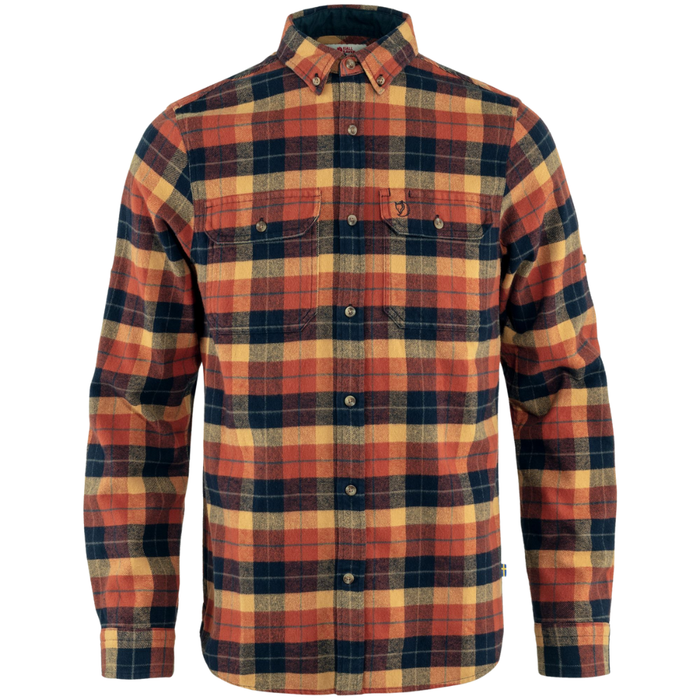 Singi Heavy Flannel Shirt M - Fjällräven - Autumn Leaf-Dark Nav - Langarmhemd