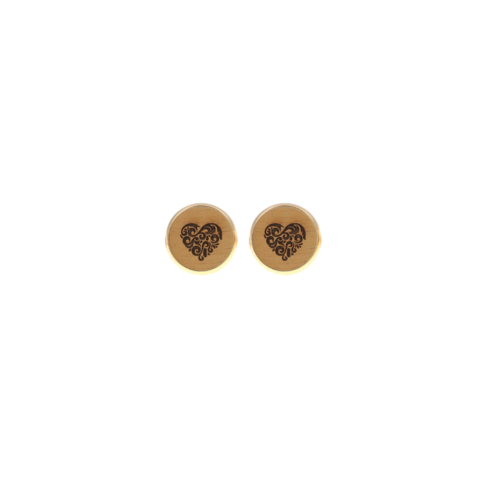 Eydl - Herz Ohrenstecker Steel Gold Holz N - N-Herz - Ohrring