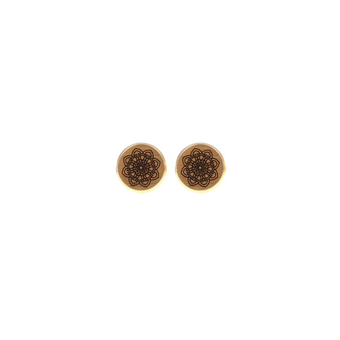 Eydl - Mandala Ohrstecker Steel Gold Holz - N-Mandala - Ohrring