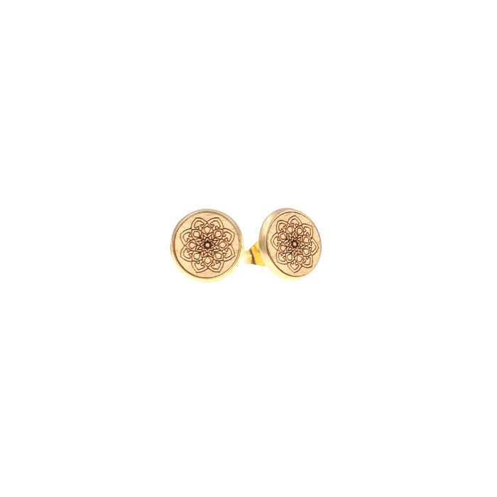 Eydl - Mandale Ohrenstecker Steel Gold Holz - A-Mandala - Ohrring