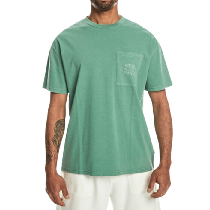 SS Blank Natural DYE Tee - Quiksilver - FROSTY SPRUCE