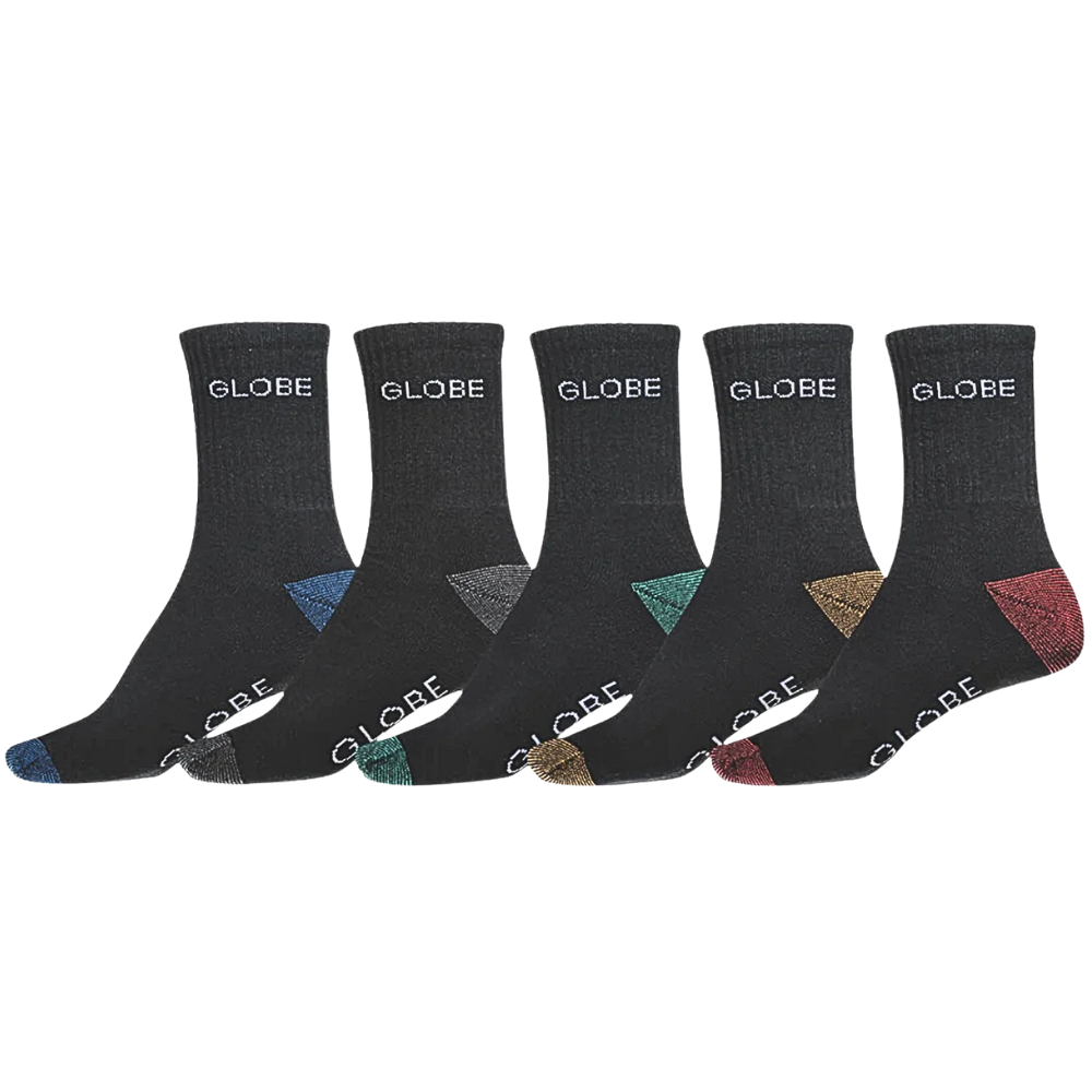 Globe - Ingles Crew Sock 5 Pack - Black/Assorted - Socken