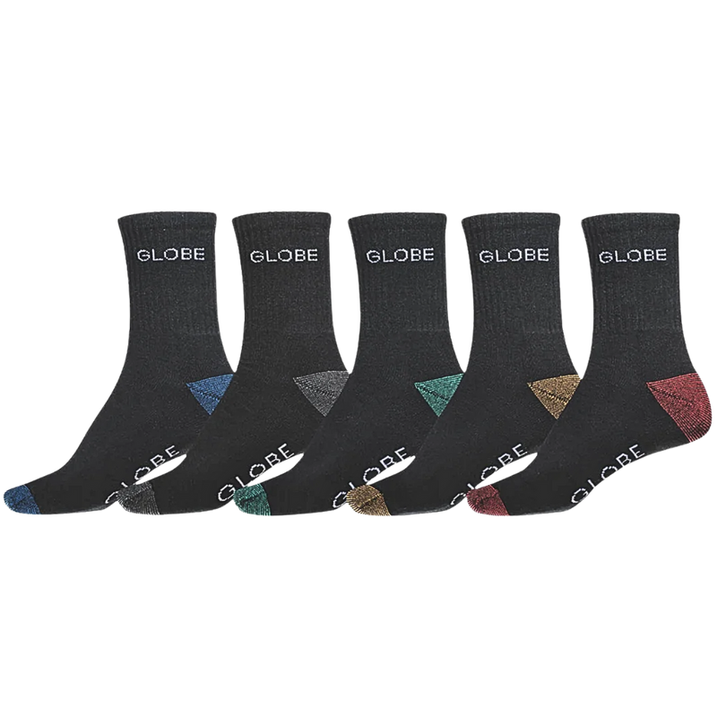 Globe - Ingles Crew Sock 5 Pack - Black/Assorted - Socken