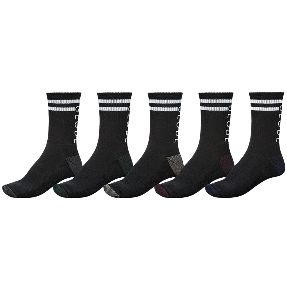 Globe - Carter Crew Sock 5 Pack - Black/Assorted - Socken
