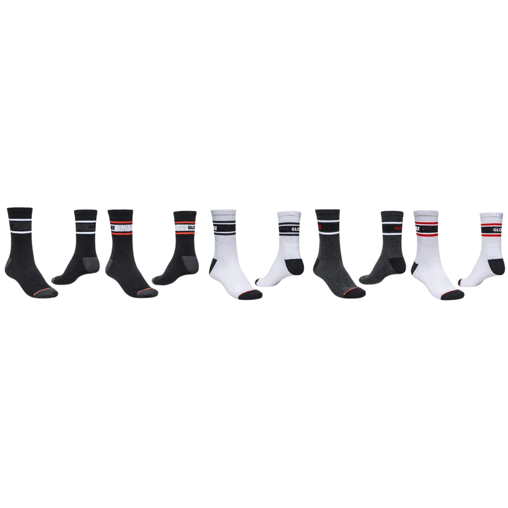 Globe - Triple Stripe Crew Sock 5 Pack - Assorted - Socken