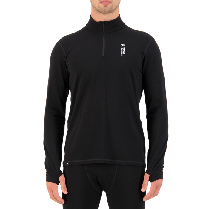 Mons Royale - Cascade Merino Flex 1/4 Zip - Black - Funktions-Shirt Langarm