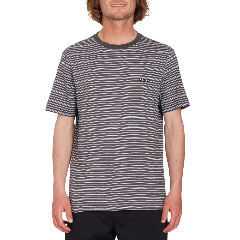 Volcom - STATIC STRIPE CREW SS - BLACK - T-Shirt