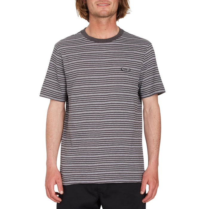 Volcom - STATIC STRIPE CREW SS - BLACK - T-Shirt