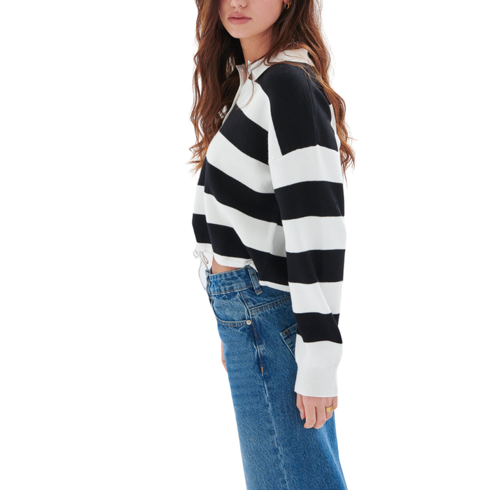 24 Colours - Pullover - striped - Polo Langarm
