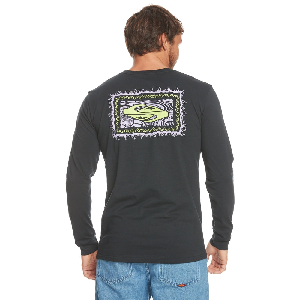 Quiksilver - TAKINGROOTSLS  - BLACK - T-Shirt Langarm