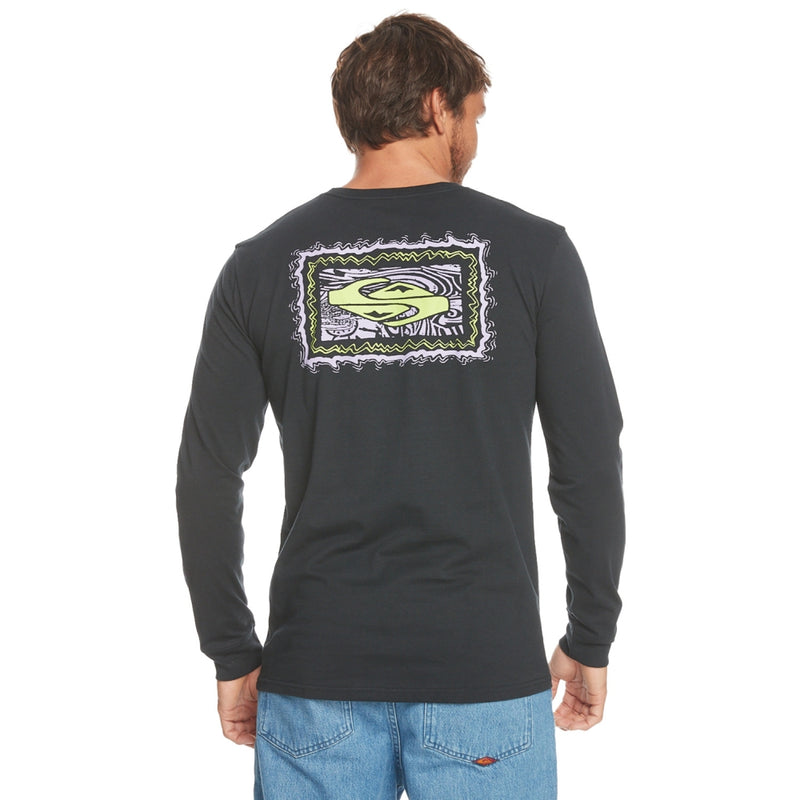 Quiksilver - TAKINGROOTSLS  - BLACK - T-Shirt Langarm
