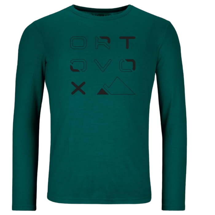 Ortovox - 185 MERINO BRAND OUTLINE LS M - dark pacific -  Funktions-Shirt Langarm