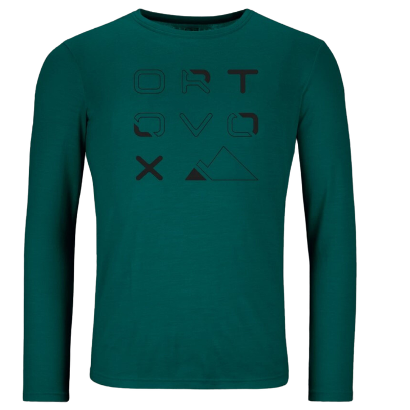 Ortovox - 185 MERINO BRAND OUTLINE LS M - dark pacific -  Funktions-Shirt Langarm