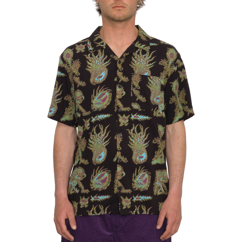 Volcom - FA TETSUNORI SS - BLACK - Kurzarmhemd