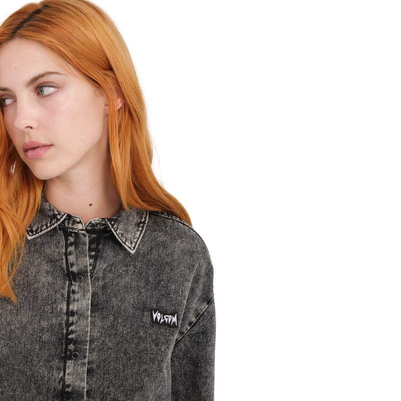 Volcom - ASPHALT SHIRT LS - BLACK - Langarmhemd