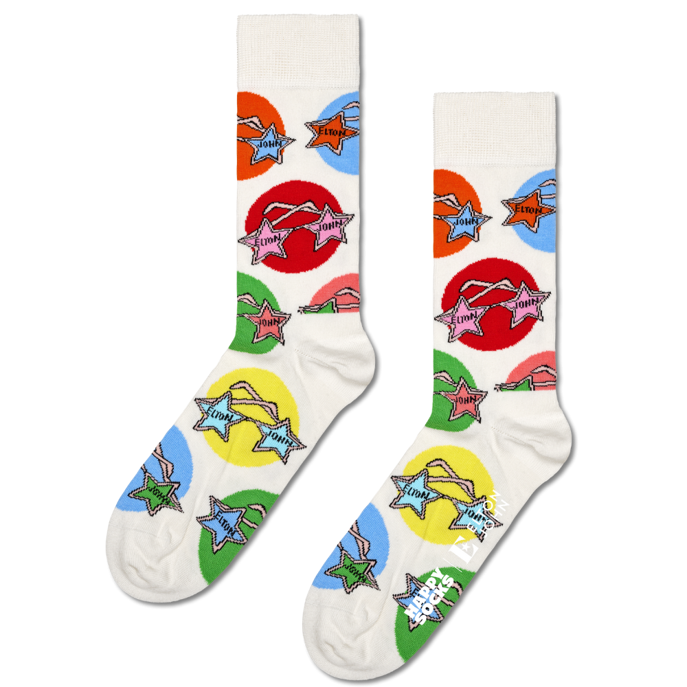 Happy Socks - Elton Glasses Sock - White - Socken