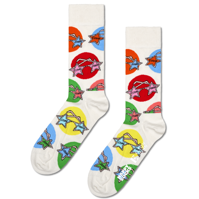 Happy Socks - Elton Glasses Sock - White - Socken