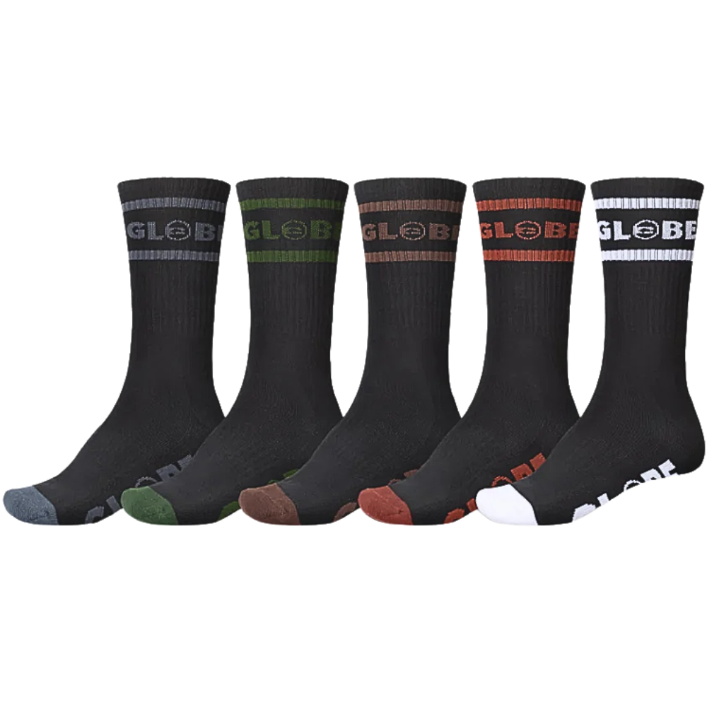 Globe - Tilt Hi Crew Sock 5 Pack - Black/Assorted - Socken