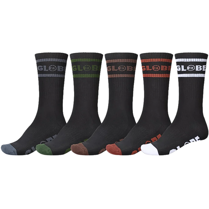 Globe - Tilt Hi Crew Sock 5 Pack - Black/Assorted - Socken