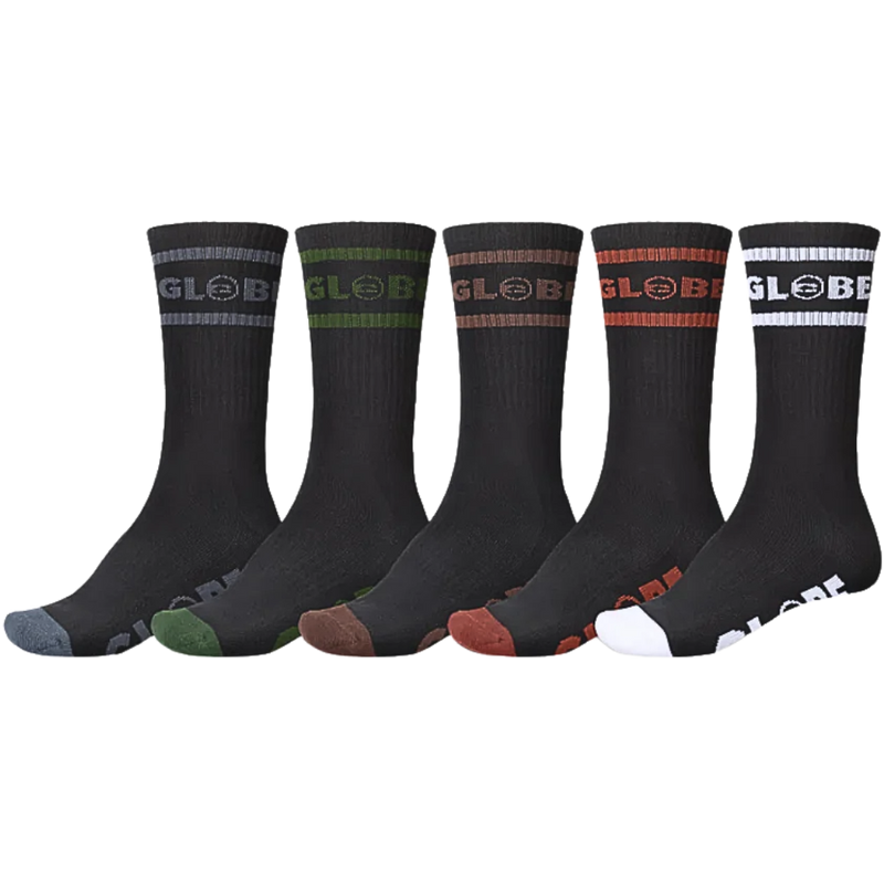 Globe - Tilt Hi Crew Sock 5 Pack - Black/Assorted - Socken