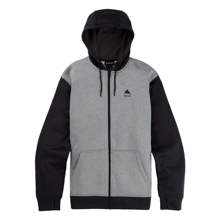 Burton - Mens Oak Full-Zip Hoodie - Gray Heather/True Black - Zip Hoodie