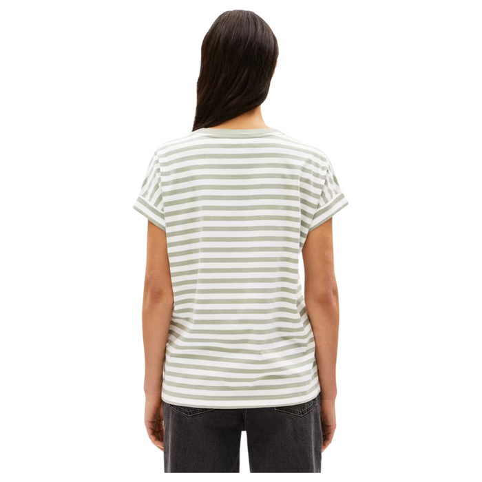 Armed Angels - Idaara Stripes - White-Seagreen - T-Shirt