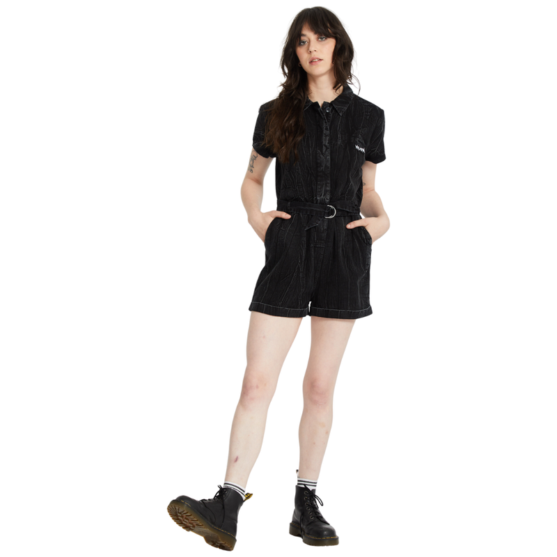 Volcom - Asphalt Romper - Black Marble Wash - Jumpsuit