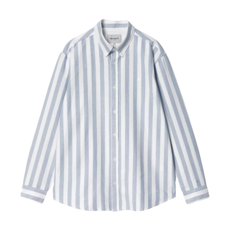 Carhartt WIP - L/S Dillion Shirt - Dillion Stripe, Park / White - Langarmhemd