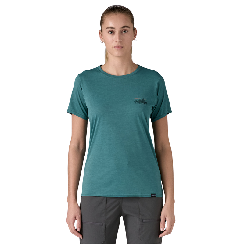 Patagonia - Ws Cap Cool Daily Graphic Shirt - 73 Skyline: Wetland Blue X-Dye - Outdoor-Shirt  Kurzarm