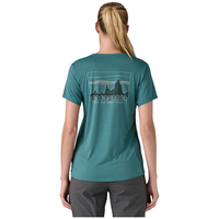 Patagonia - Ws Cap Cool Daily Graphic Shirt - 73 Skyline: Wetland Blue X-Dye - Outdoor-Shirt  Kurzarm