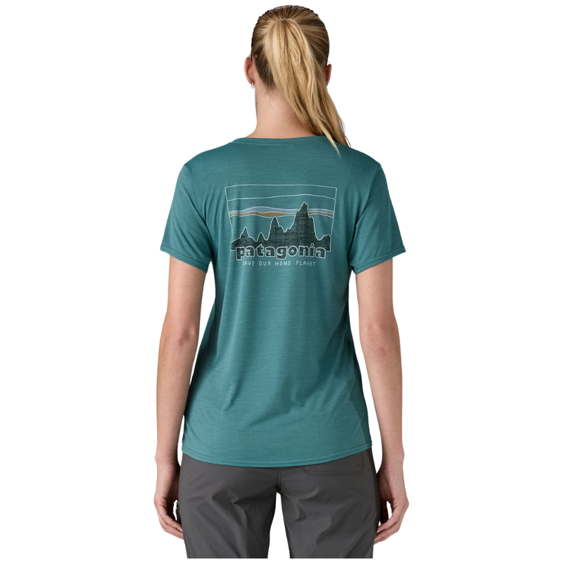 Patagonia - Ws Cap Cool Daily Graphic Shirt - 73 Skyline: Wetland Blue X-Dye - Outdoor-Shirt  Kurzarm