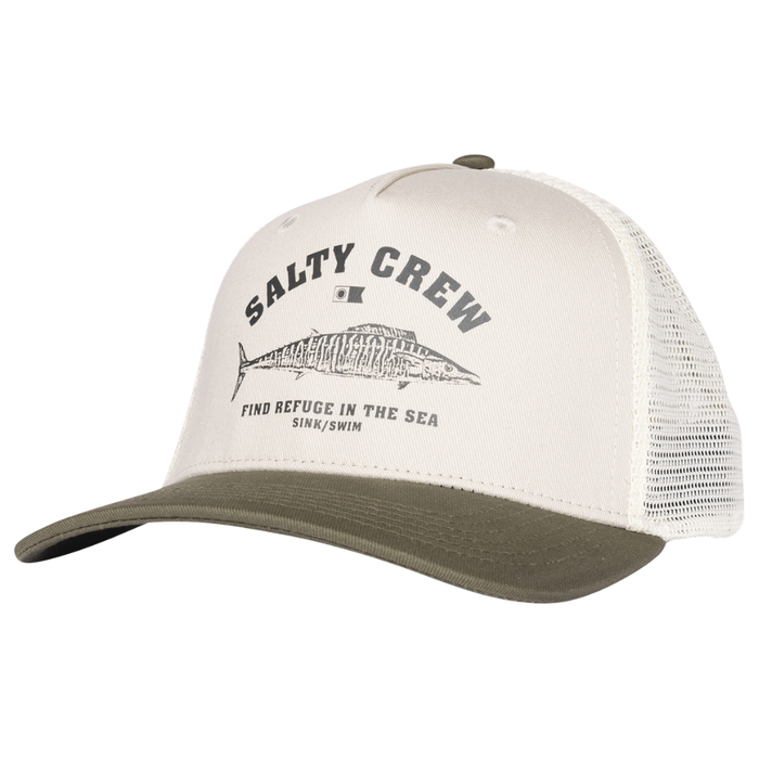 Salty Crew - Wahoo Stamp Retro Trucker - Oyster/Olive - Trucker Cap