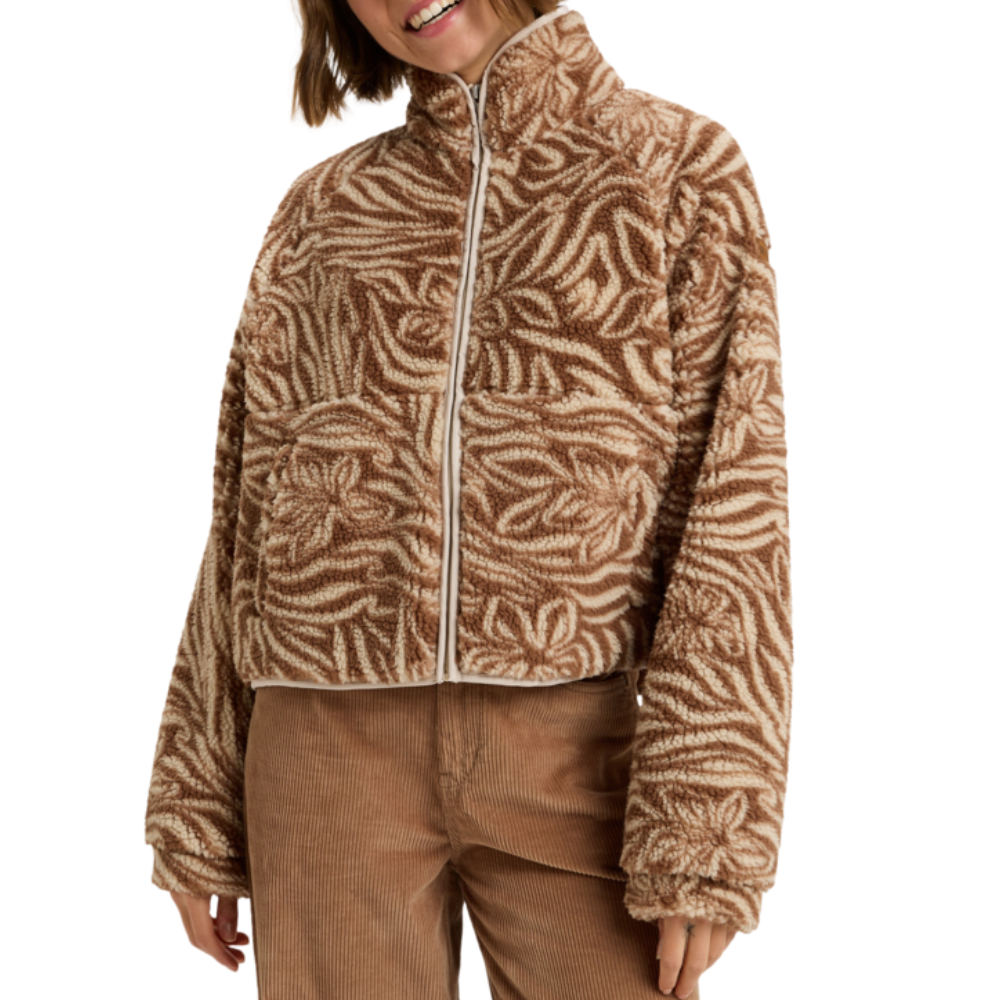 Roxy - Blurry Cloud Print - Parchment Animal Floral Big - Fleece Jacke