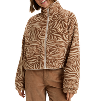 Roxy - Blurry Cloud Print - Parchment Animal Floral Big - Fleece Jacke