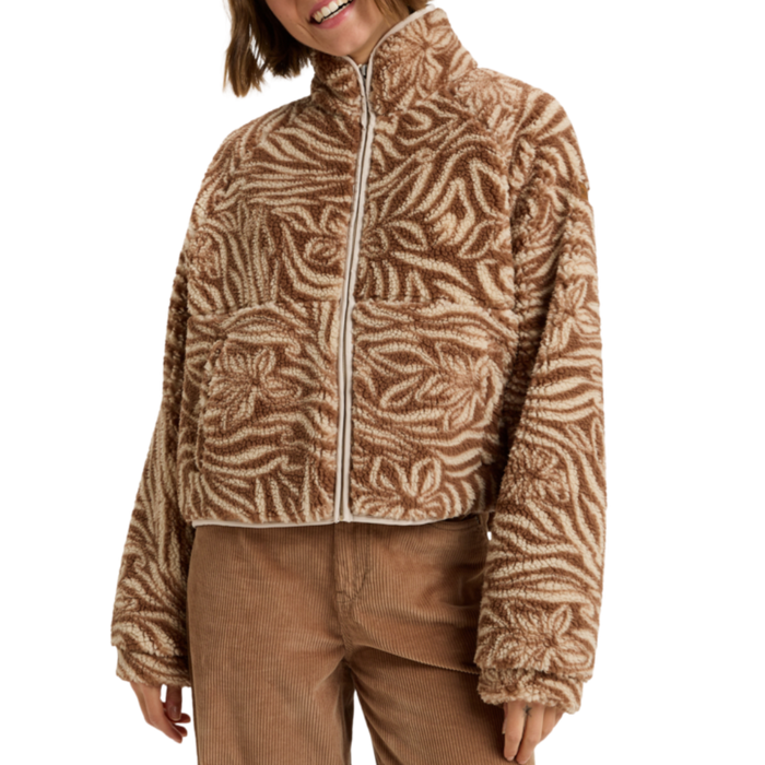 Roxy - Blurry Cloud Print - Parchment Animal Floral Big - Fleece Jacke