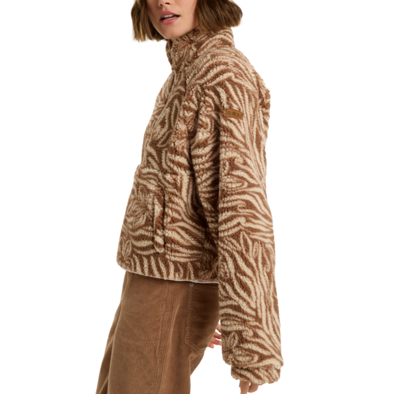 Roxy - Blurry Cloud Print - Parchment Animal Floral Big - Fleece Jacke