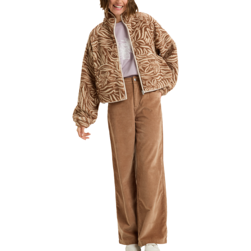 Roxy - Blurry Cloud Print - Parchment Animal Floral Big - Fleece Jacke