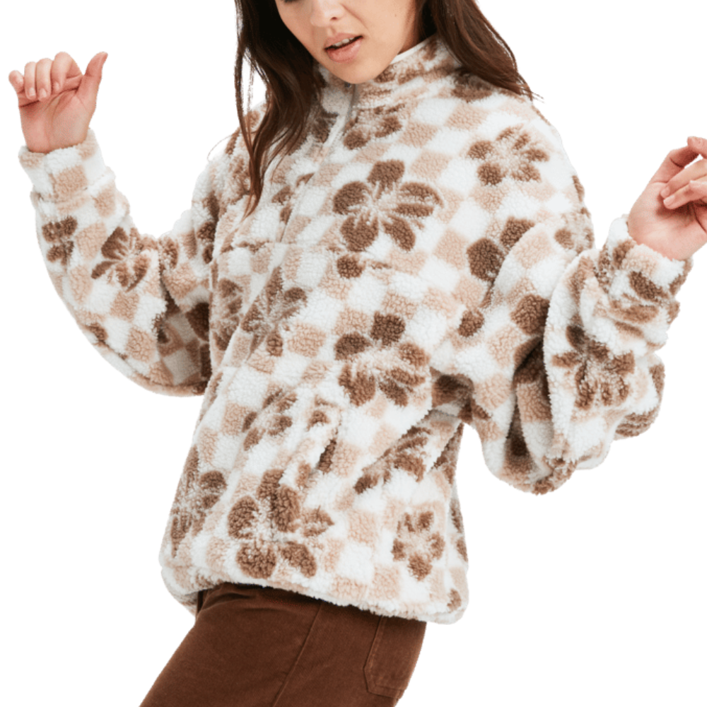 Roxy - Jive Talking Bonded - Egret Hibi Square - Fleece Sweater