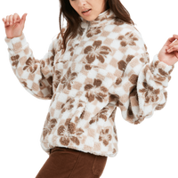 Roxy - Jive Talking Bonded - Egret Hibi Square - Fleece Sweater